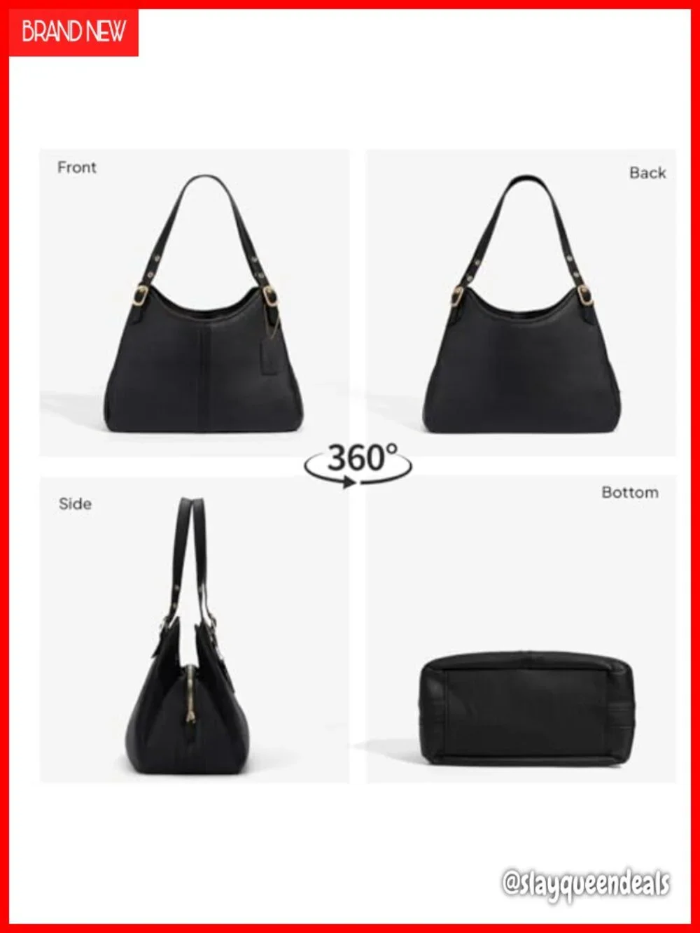 Vintage Hobo Handbag Women Soft Faux Leather Slouchy Crescent Shoulder Bag